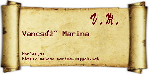 Vancsó Marina névjegykártya